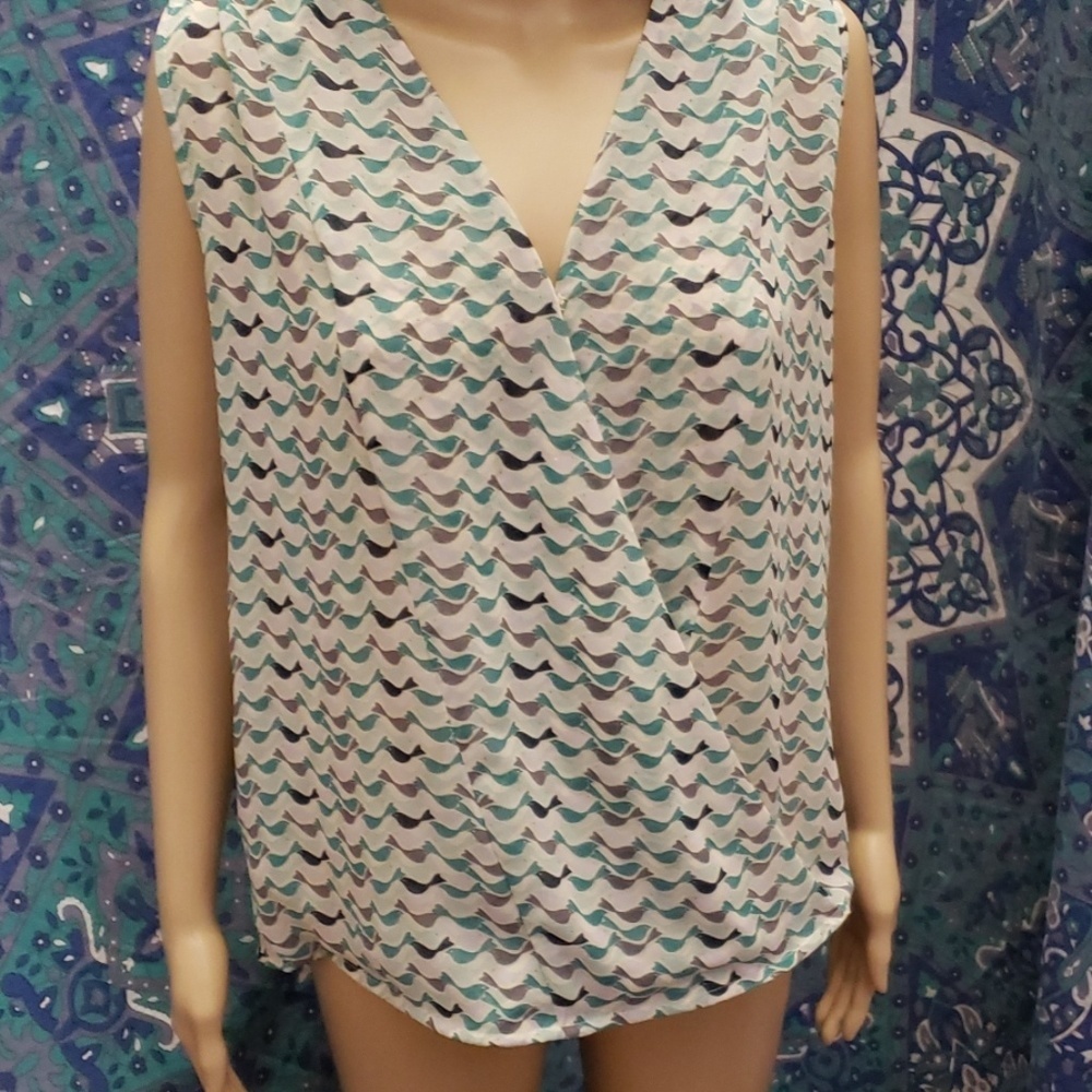 CAbi dove wrap blouse size XS